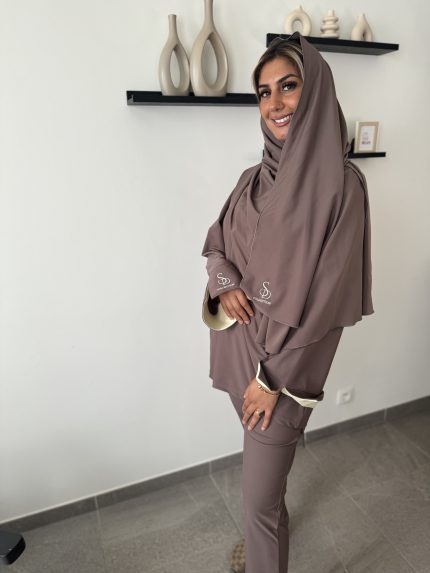 Burkini 3 pièces -  Brown et jaune pastel