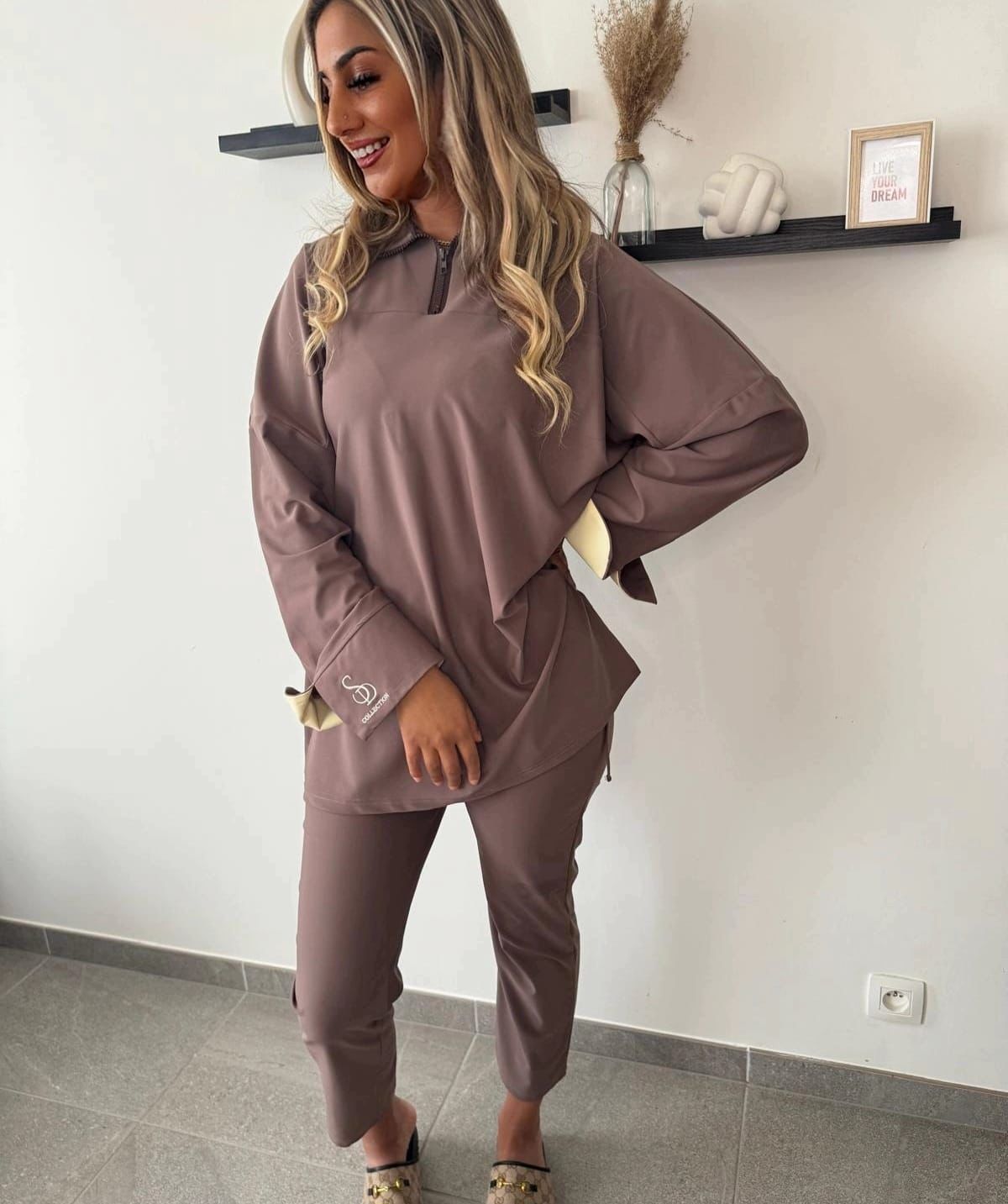 Burkini 4 pièces - Brown et manche pastel – Image 3